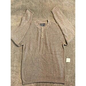 Lucky Brand Men's Brown Knit Pullover Sweater Crew Neck Long Sleeve Button M